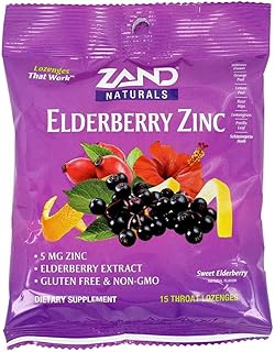 Elderberry Zinc Herbal Lozenges 5 MG Zinc Sweet Elderberry (15 Lozenges)