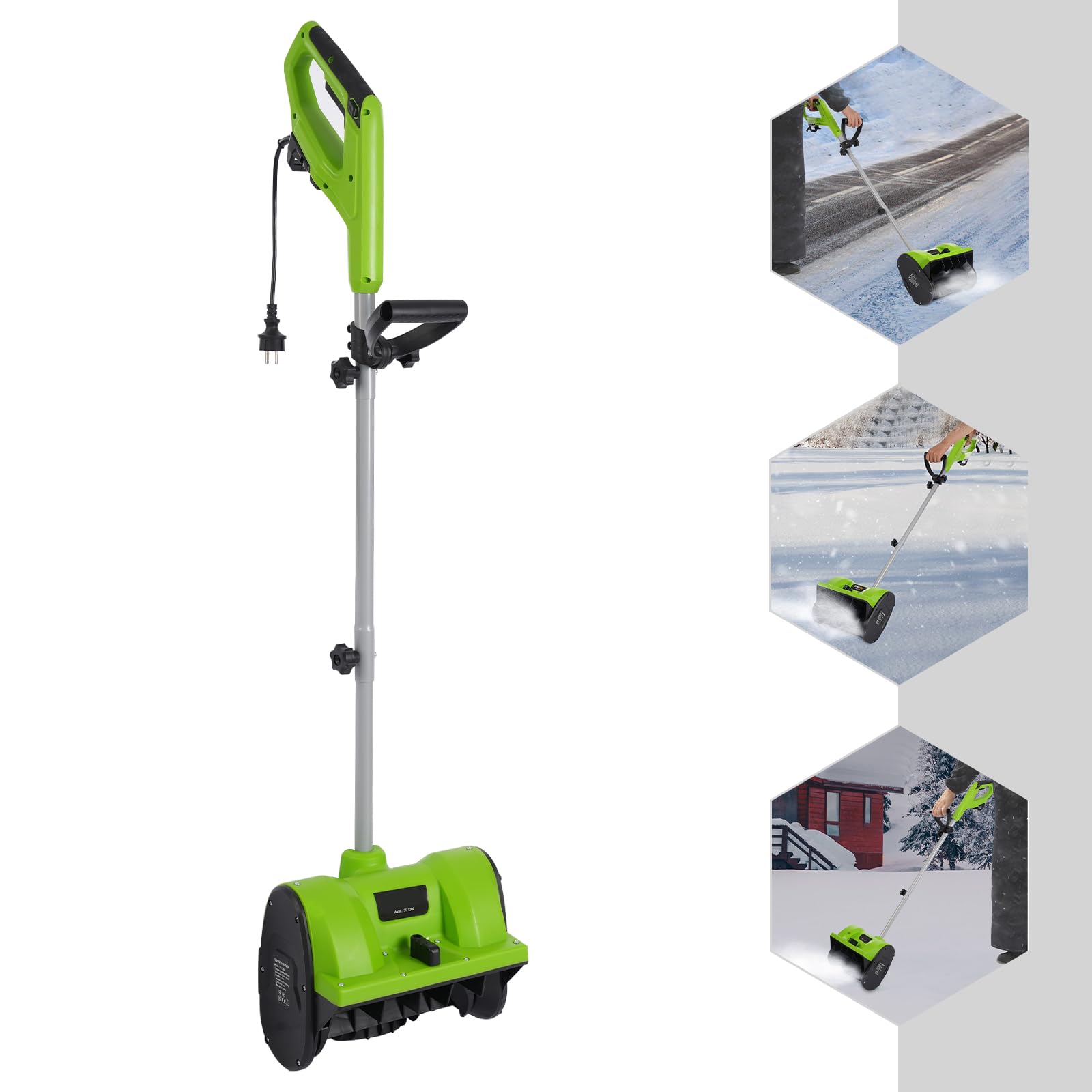 Fraise à neige électrique 1200 W 3500 tr/min 15 cm 8 m