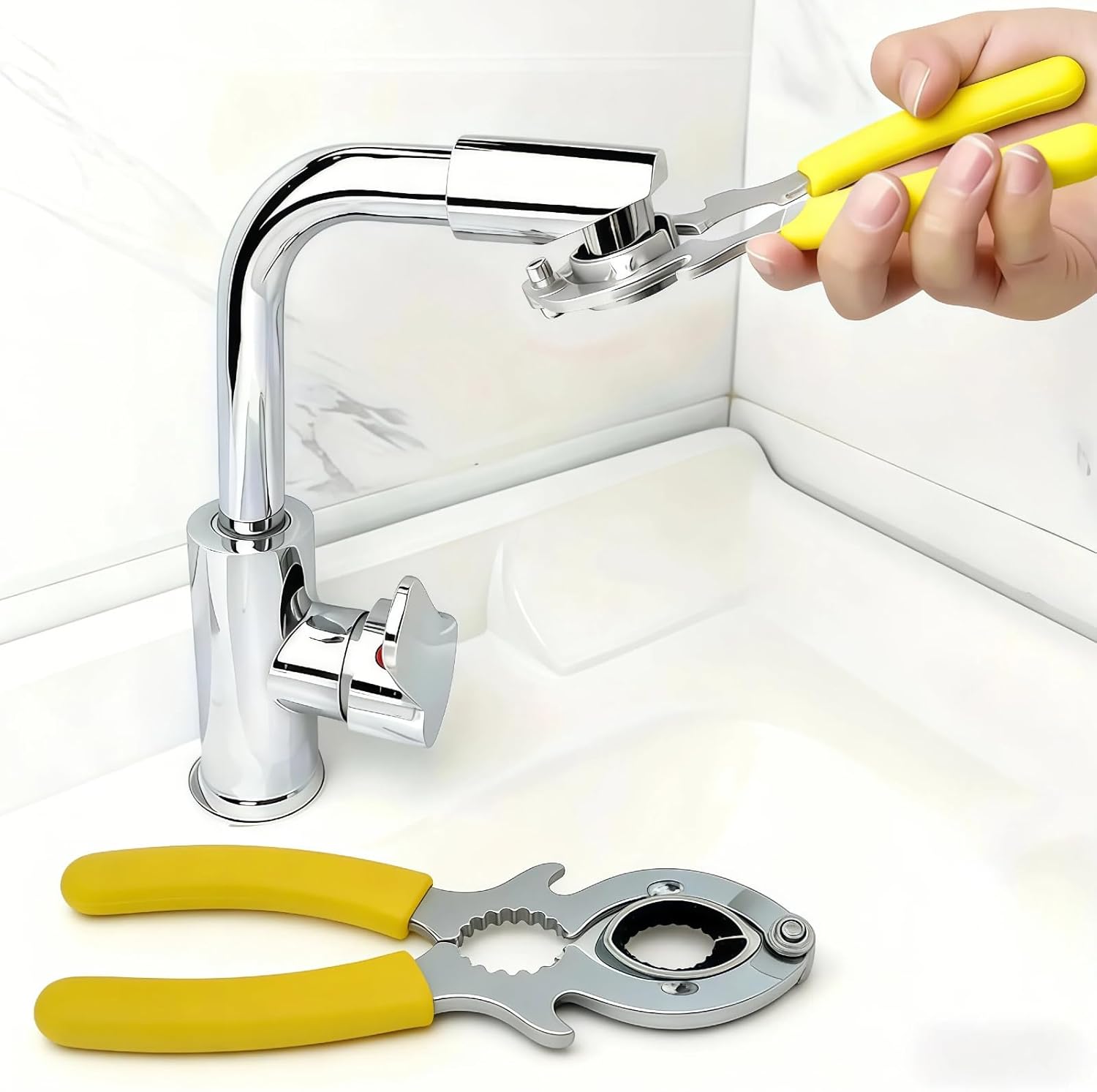 Multifunctional Stainless Steel Faucet and Sink Sprayer Wrench, 6.5-Inch - with Non-Slip Grip - Perfect for Disassembly, Deaerator Removal, and Filter Loosening