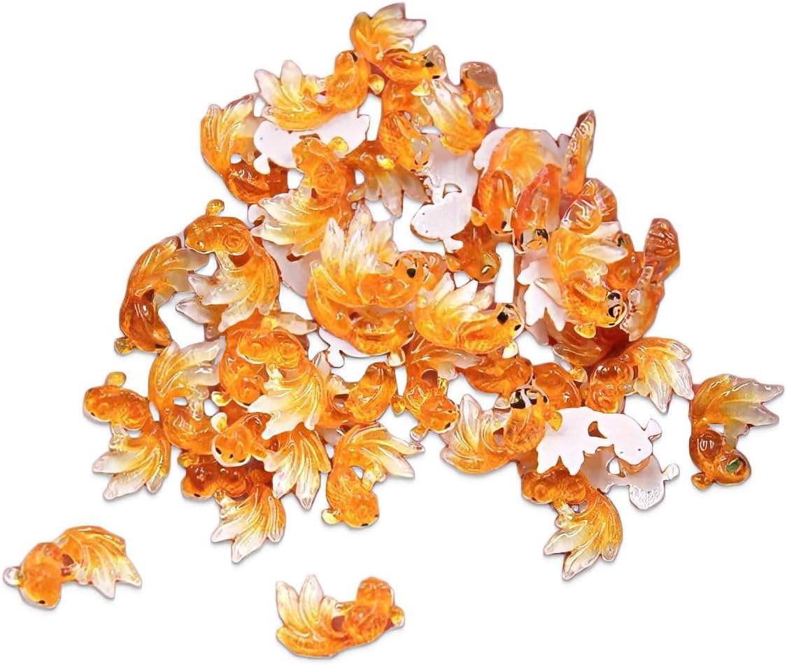 20 cabujones de peces dorados en miniatura de resina para estanques