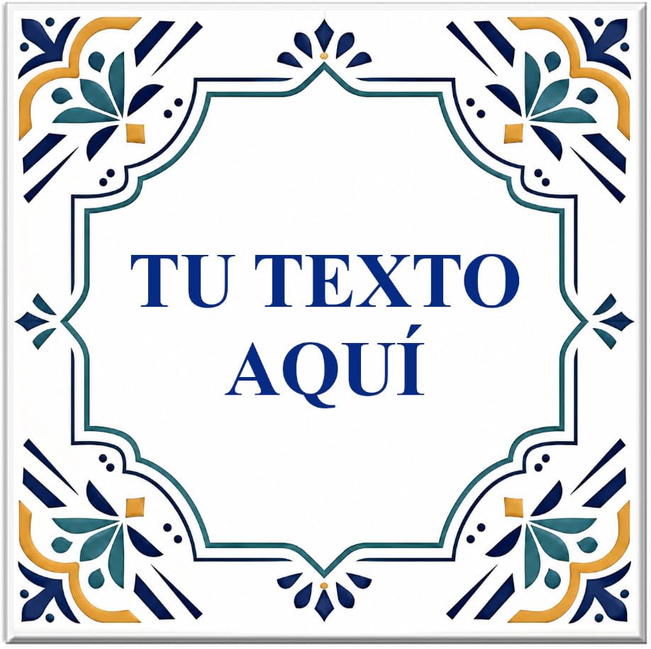 Azulejo de Cerámica Personalizado, 15 x 15 cm, 4 Modelos Disponibles, Estilo Decorativo con Texto