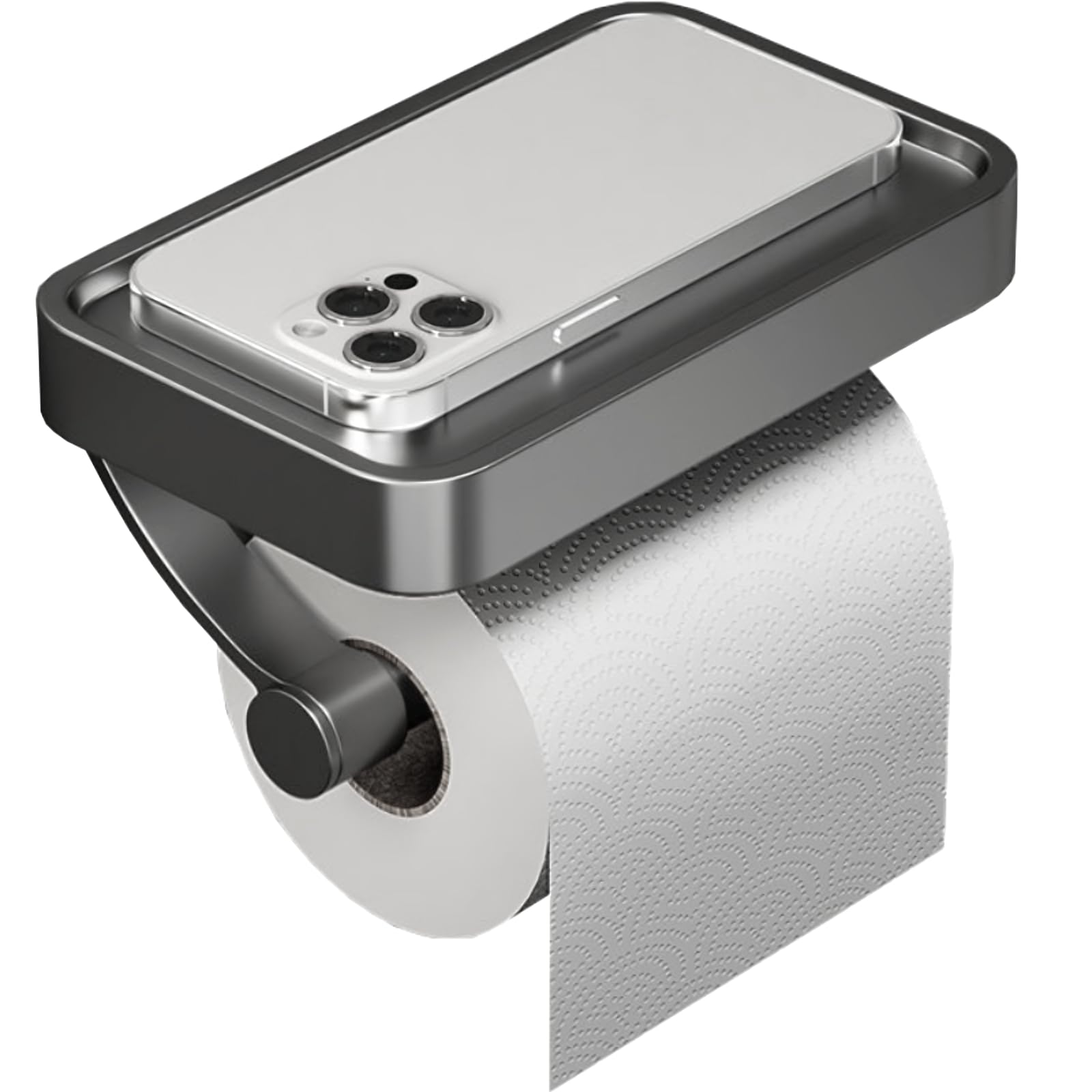 Gyjzzw Grey Bathroom Toilet Paper Holder Wall Mount Paper Towel Holder With Shelf Rustproof & Multifunctional Stainless Steel Toilet Roll Holder For Bathroom Storage Dispenser (Grey)