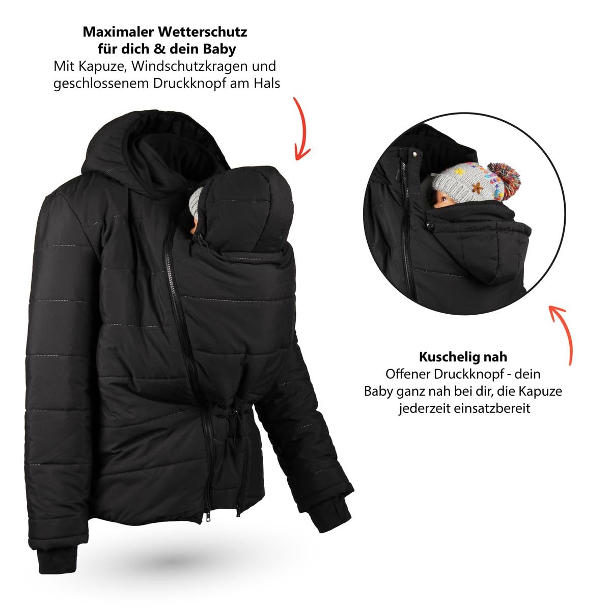 Viva la Mama – Warme gesteppte Tragejacke für Männer mit Baby Trageeinsatz - NORDIK