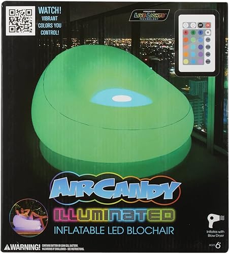 Miniatura 5 de Air Candy Silla LED inflable iluminada: elige entre más de 120 opciones y es perfecta para interiores y exteriores, 100% impermeable. (Sillón LED