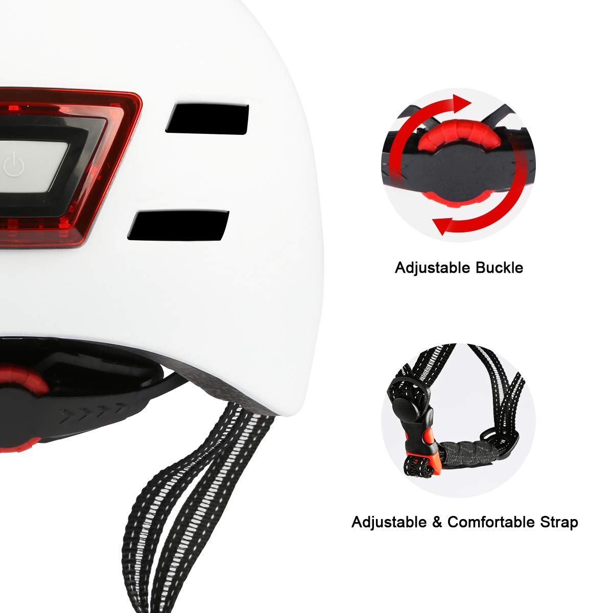 Casque de vélo avec Phare LED Intégré et Casque Arrière léger pour Hommes et Femmes