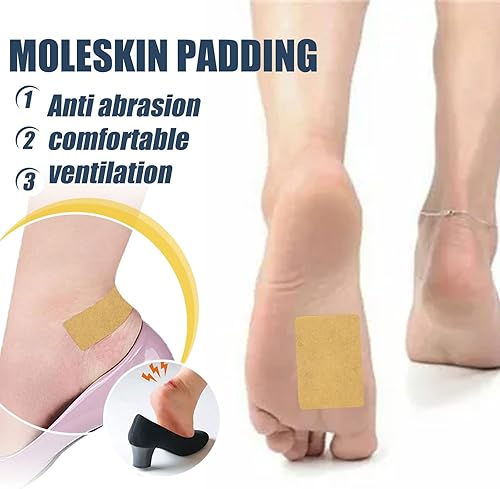 Miniatura 4 de Moleskin para pies, 10 paquetes de almohadillas Moleskin Plus, parte trasera adhesiva, cinta Moleskin protege los puntos sensibles, botas de
