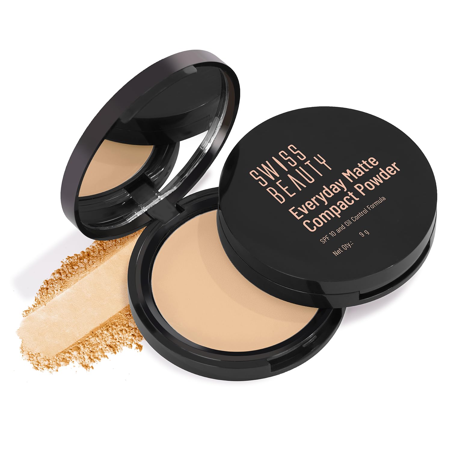 SWISS BEAUTY Everyday Matte Lightweight Compact For All Skin Types With Spf 10 | 12 Hours Of Oil Control | Mattifies Pores And Fine Lines | Comes With Sponge Applicator | Shade- 06 Hazel, 9g-picture-30