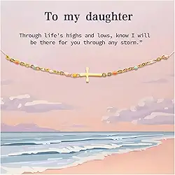 Pulseira de cruz de filha de mãe e pai para minha nora, presente de aniversário e Natal