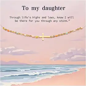 Pulseira de cruz de filha de mãe e pai para minha nora, presente de aniversário e Natal