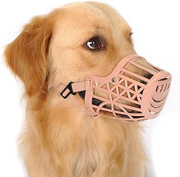 Emily Pets Dog Basket Muzzle Dogs, Dog Plaslic Mouth Cover Muzzle/Bite Guard with Adjustable Strap Size,Prevents Chewing and Biting,Lightweight, Durable, Dog Grooming Supplies(No.1,Beige)