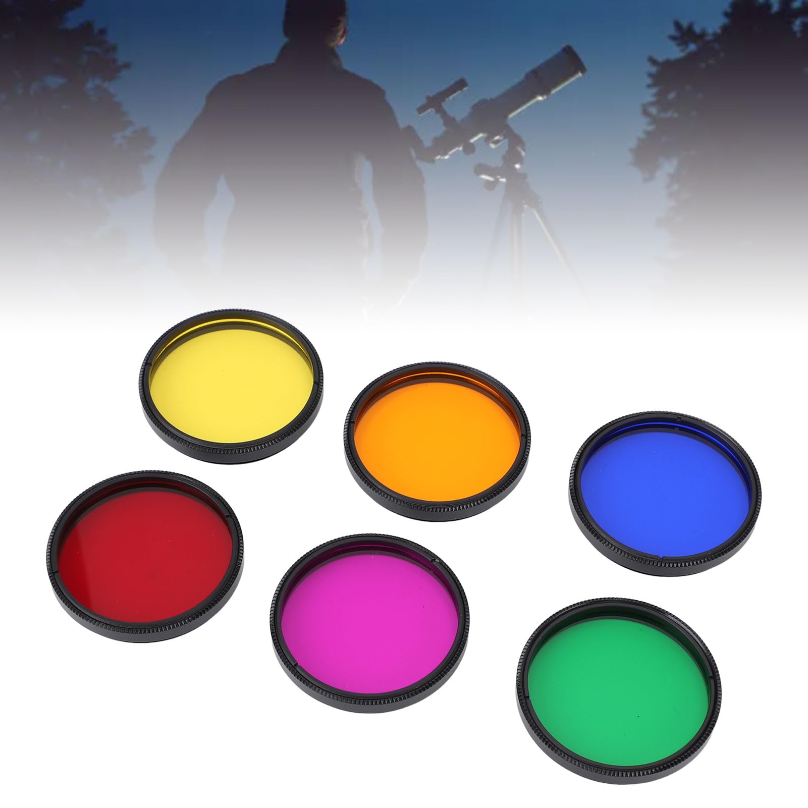 Set di Filtri per Oculare per Telescopio, Set di Filtri Lunari per Oculare Telescopico Kit di Filtri Lunari Colorati Filtro Nebuloso per Telescopio da 2 Pollici per