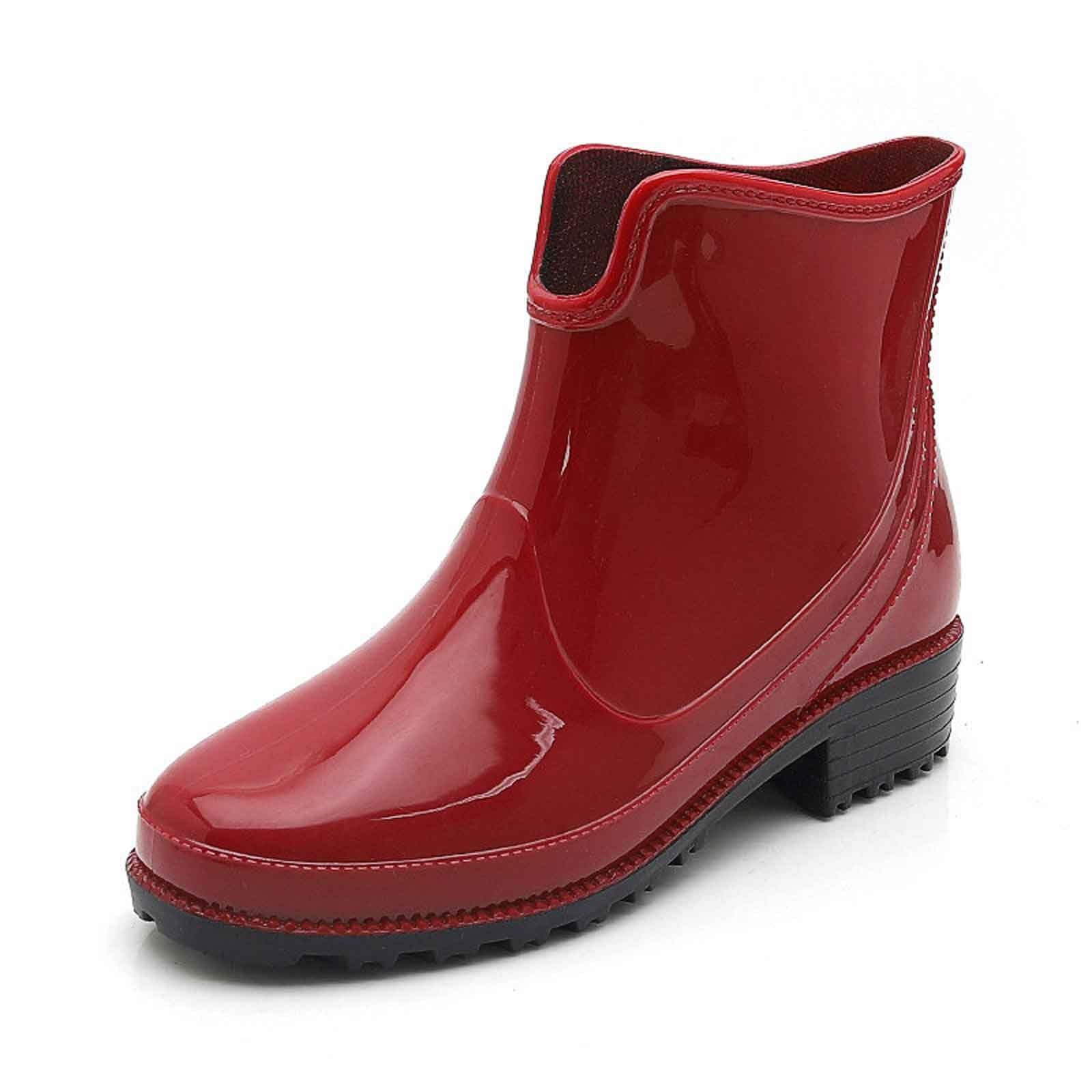 Bottes courtes en caoutchouc pour femme - Bottes mi-hautes en caoutchouc - Respirantes - Coupe-vent - Bottines de pluie en caoutchouc - Bottines de pluie confortables - Résistantes à l'abrasion