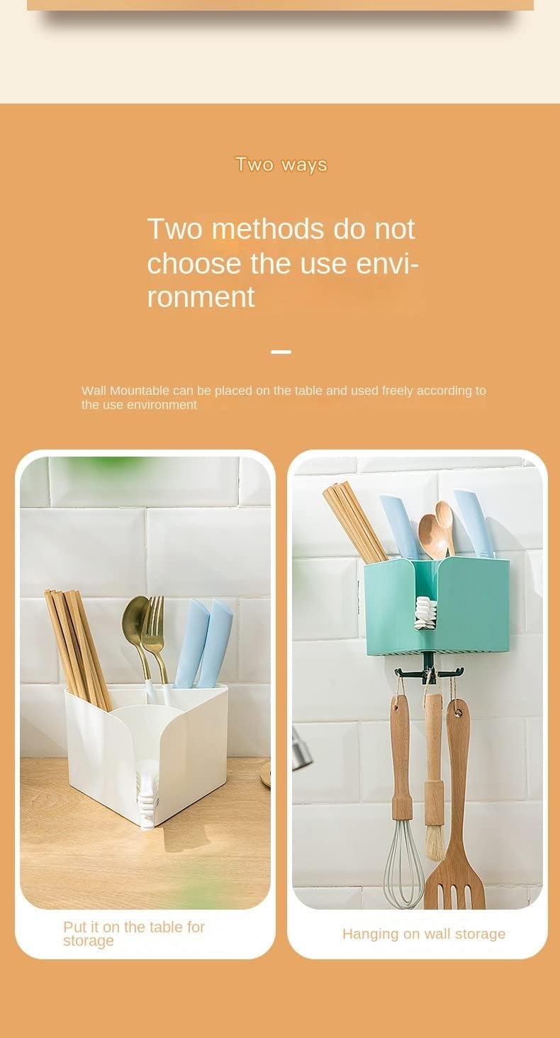 Multi-Function Chopsticks Organizer Draining Kitchen Utensils Household Fork Storage Box(D)