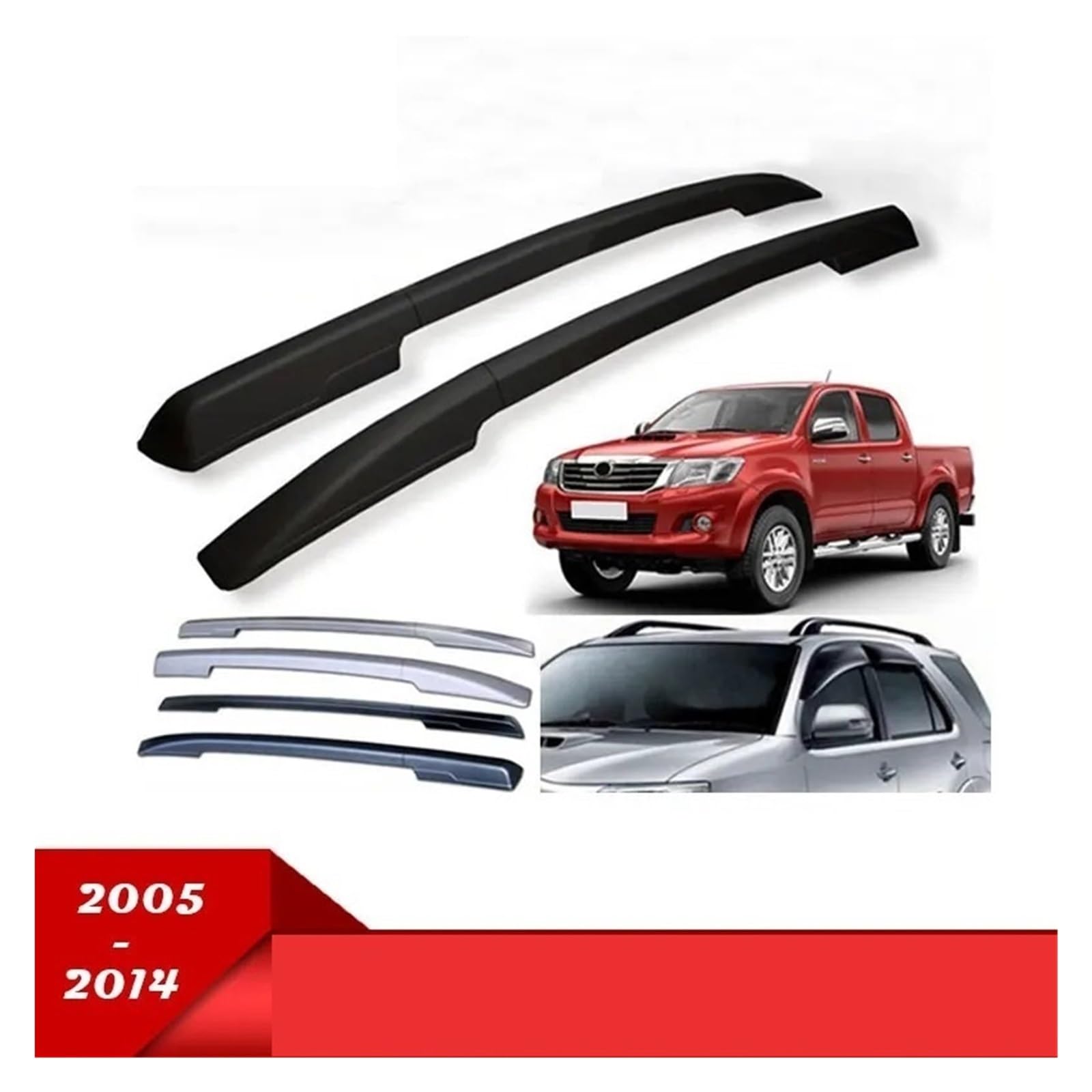 Toit Voiture Barres Universal for Toyota for Hilux for Vigo for Revo 2005 2006 2009 2010 2012 2013 2014 2020 Pick Up Roof Rails Rack Carrier Bars Double Cabin Galeries Toit Voiture