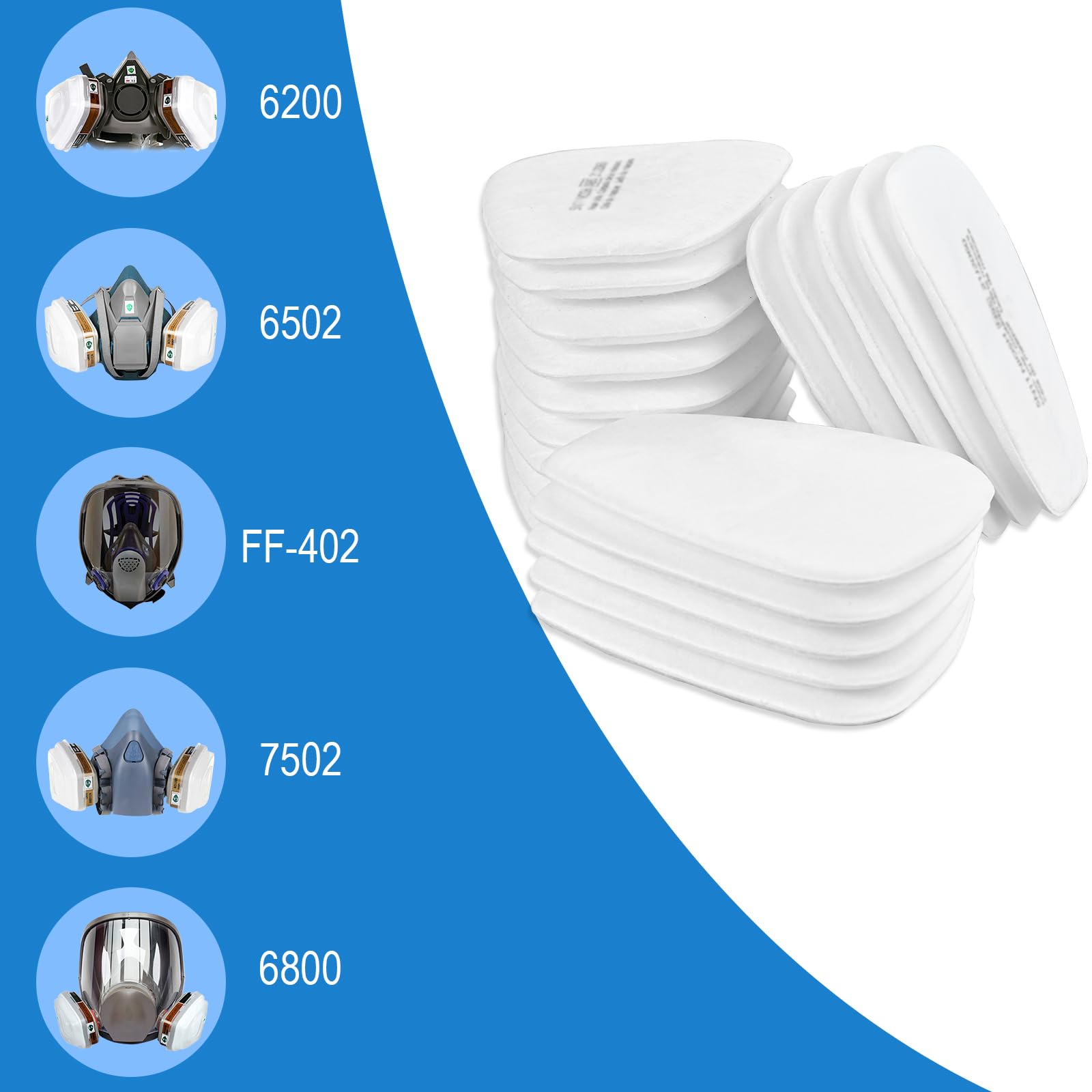 40x Staubmasken-Filter 5N11CN – Ersatzfilterwatte Für Atemschutzmasken 6000, 6200, 6800, 7501, 7502, FF402