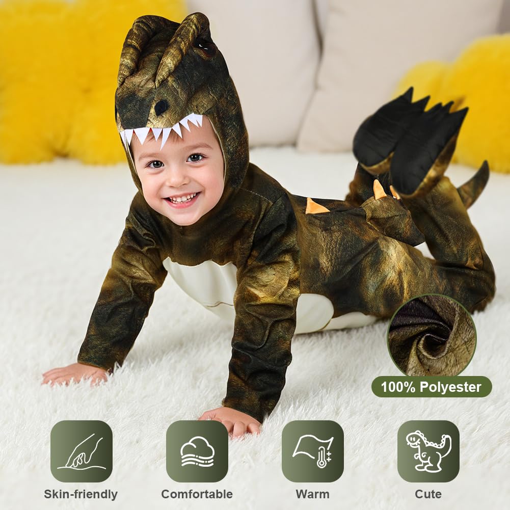AYBUY Kids Dinosaur Costume, Tyrannosaurus Rex Costume Kids Animal Fancy Dress Outfit for Halloween World Book Day Carnival,100 - Image 4