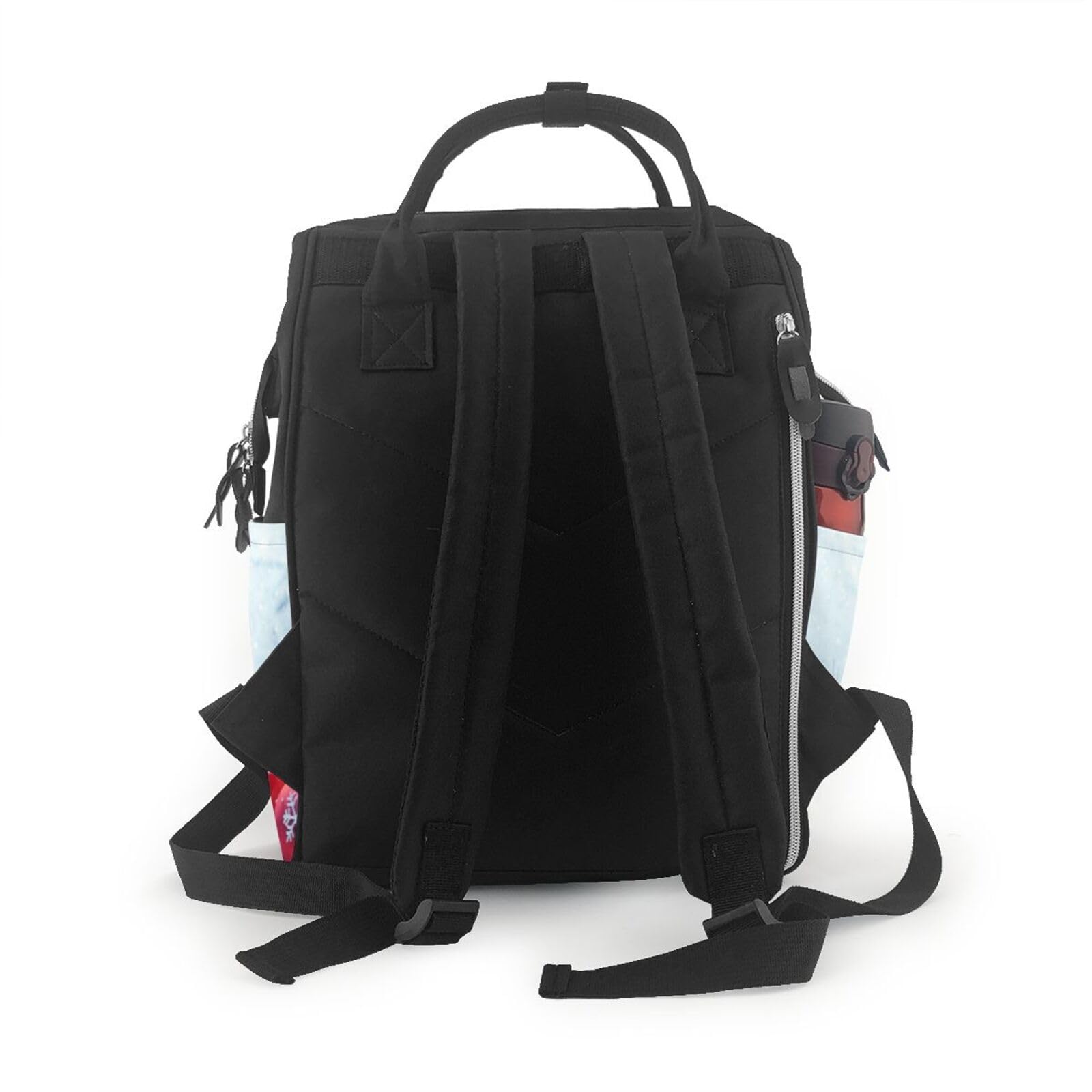 OUSIKA Bolsa de pañales con estampado de Feliz Navidad, multifunción, grande, para viajes, para mamá y papá, color negro, talla única, Negro, talla única