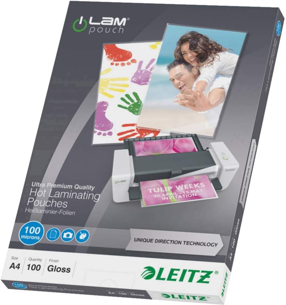 Leitz 7480-00-00 Laminating Film Bag iLAM DIN A4 Glossy 200 Microns