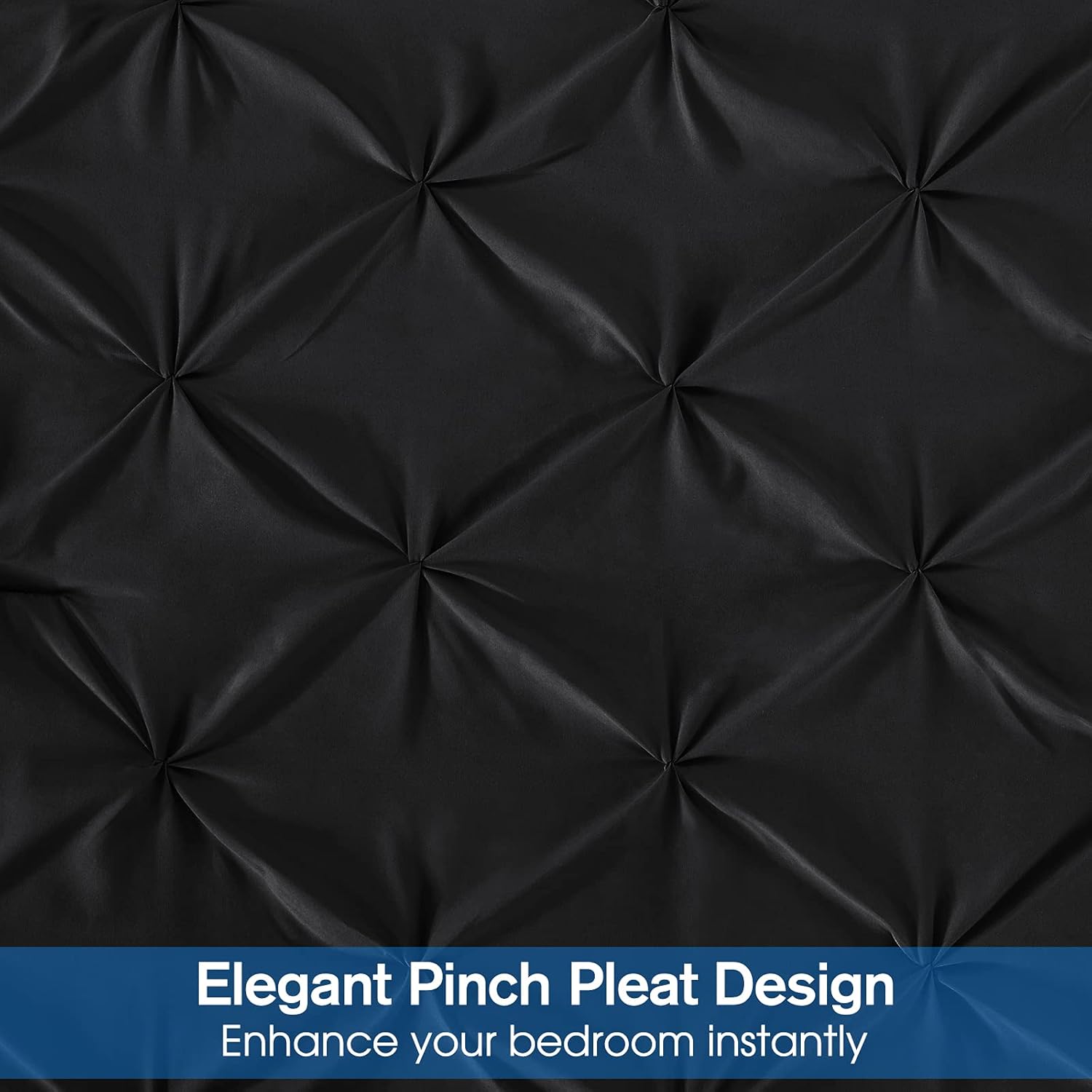 BYSURE Comforter Queen Sets with Sheets, 8-Pieces Black Pinch Pleated Bed in A Bag, 1 Comforter (88x88), 1 Bed Skirt, 1 Flat Sheet, 1 Fitted Sheet, 2 Pillowcases, 2 Pillow Shams… : Home & Kitchen