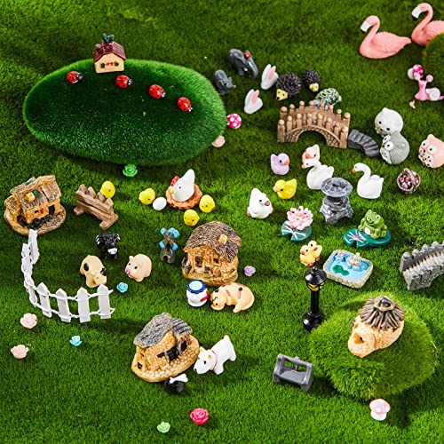 200 Pcs Miniature Fairy Garden Accessories, Including Animals, Mini Houses And Diy Dollhouse Decoration, Miniature Figurines, Micro Landscape Ornaments, Garden Diy Kit #TOP3