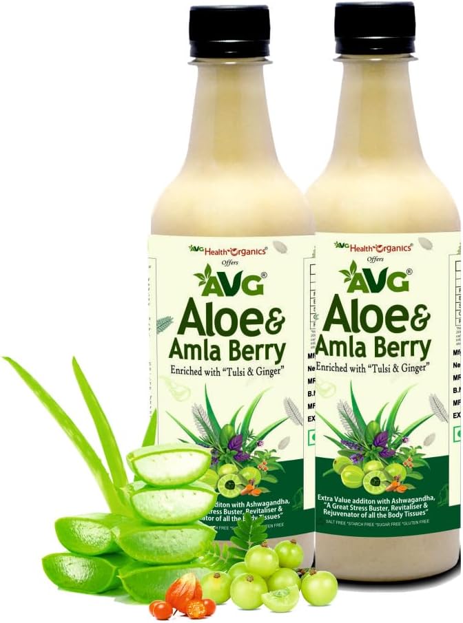 Aloe & Amla Berry, Aloevera & Amla Juice with Ashwagandha, Immunity Booster, Natural Detox, Sugar Free, 500ML | Pack of 2