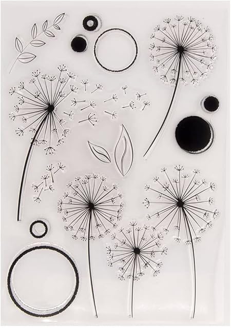 Hpory Christmas Clear Stamps, Silicone Stamps with Butterflies Sunflowers Leaves Dandelion Letters Bees Pattern, Transparent Stamps for Crafting Christmas Card Making DIY Scrapbooking Photo Albums