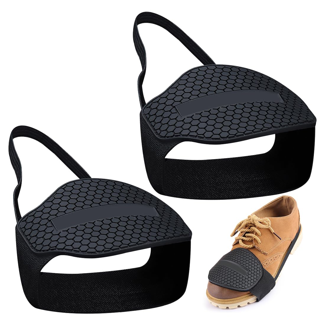 2 Pezzi Protezione Scarpe Moto Leva Cambio Copriscarpe, Protezione Scarpe Moto Universale, Resistente all'abrasione Gomma, Regolabile, Antiscivolo