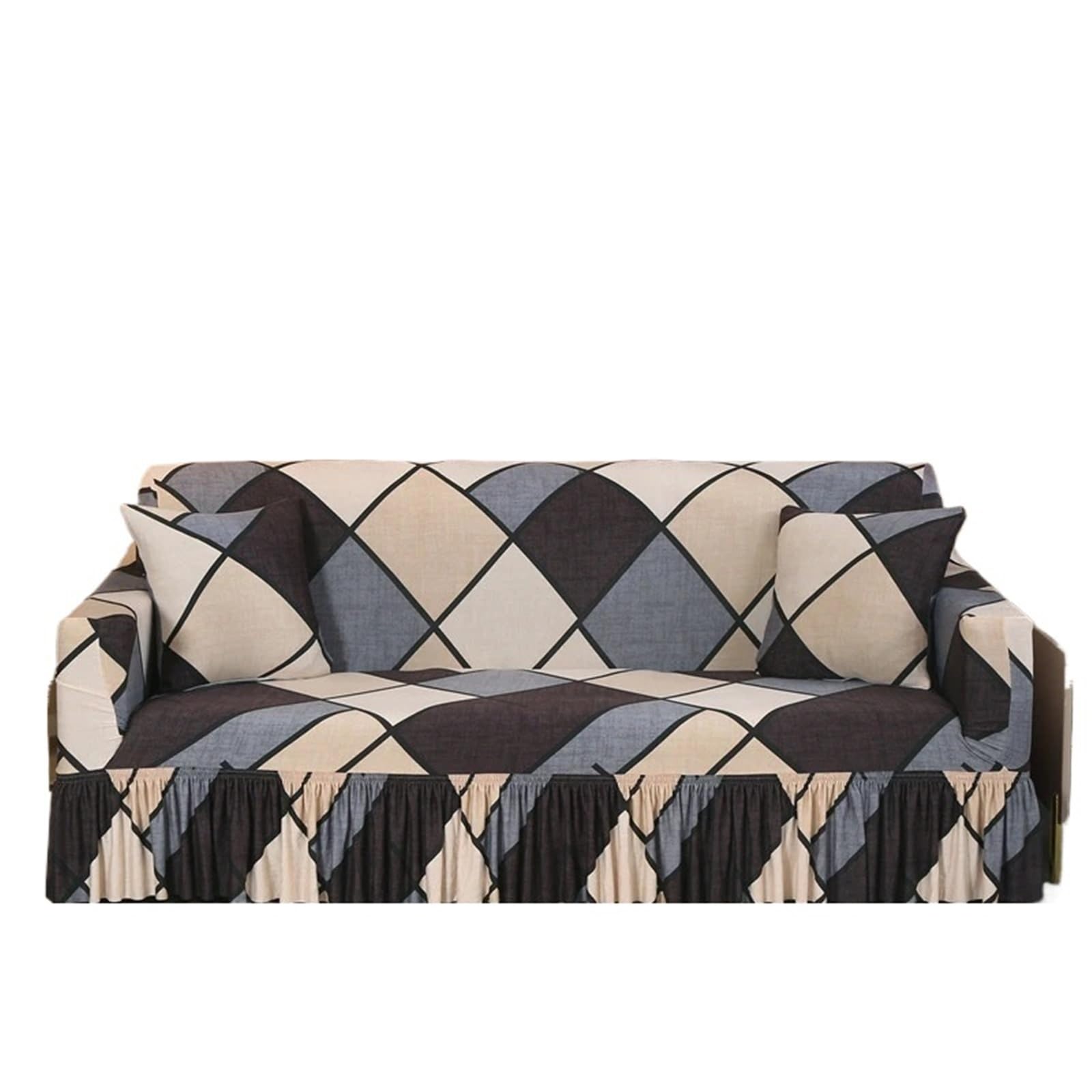 Printed Ruffled Skirt Sofa Covers for Living Room Stretch Couch Cover Furniture Protector Easy Fitted Washable Gonna copertura divano(Color 25,3-seater 190-230cm)