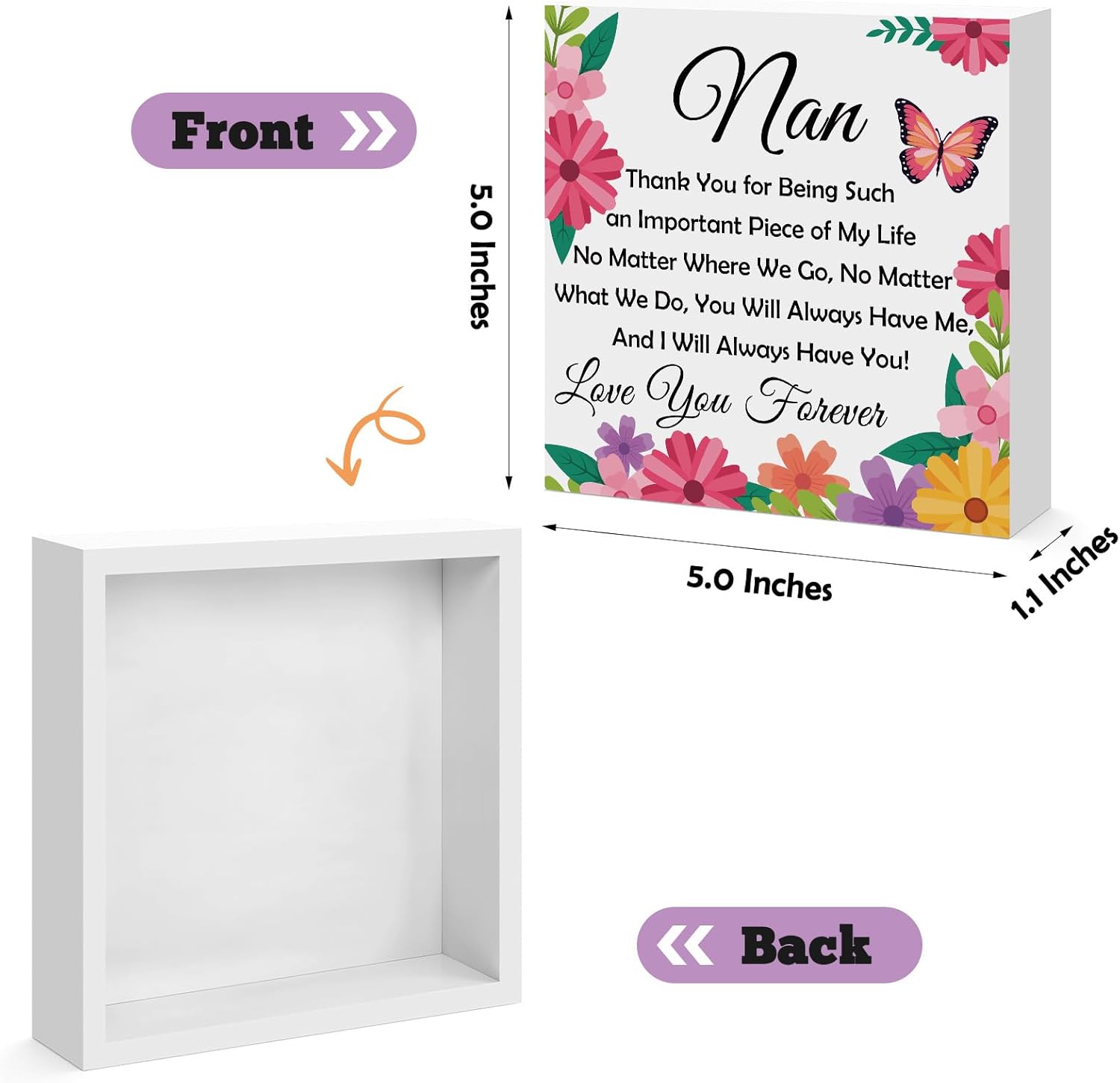 Nan Gifts for Grandma Unique Wooden Block Sign Desk Table Decor Sign for Nan Christmas Birthday Mothers Day Gift for Grandma from Granddaughter Grandson Grandkids - Image 2