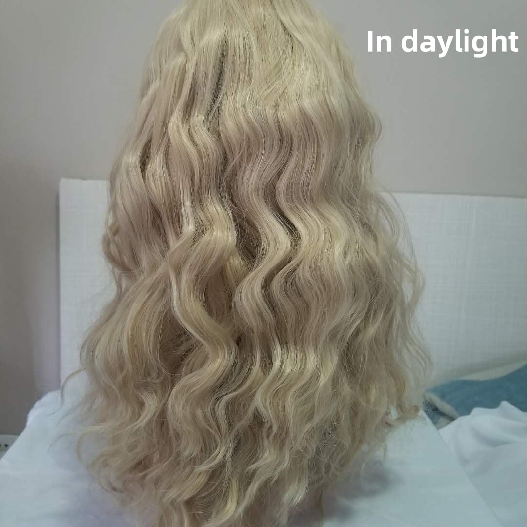 Ombre Blonde Lace Front Wig Wavy 13X4 Lace with Heated Syntehtic Lace Wig for Women Daily Party Replacement Wig 24in
