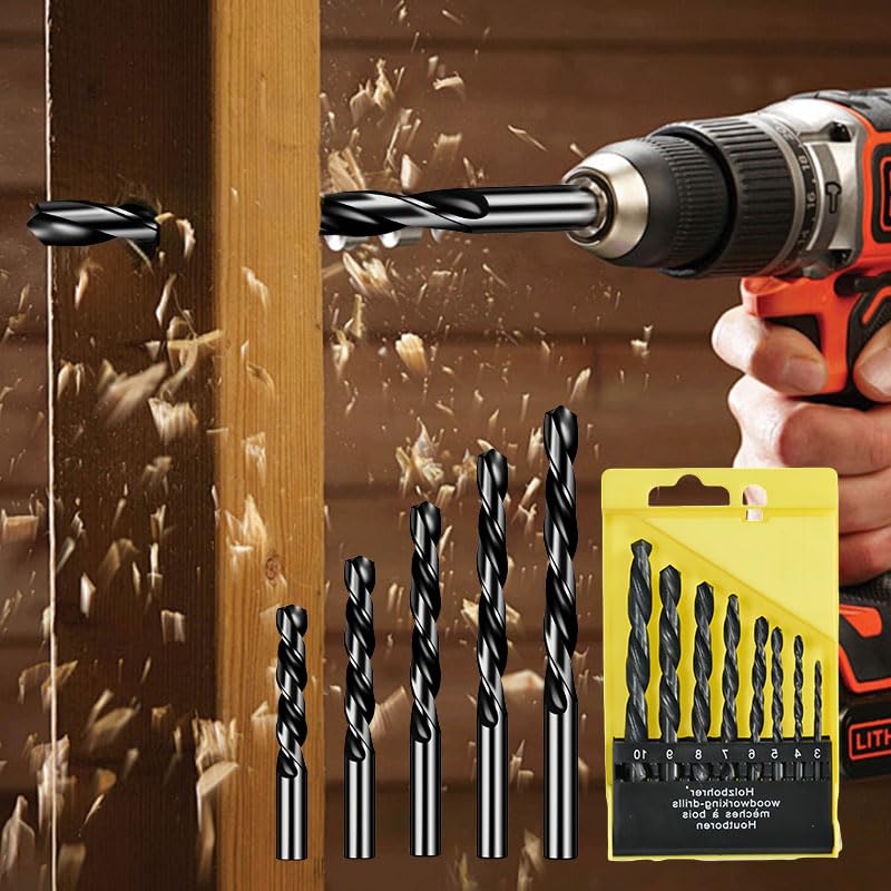 8 Piece Drill Bit Set, High-Strength Eccentric Twist Drill Bit for Concrete,Brick,Glass,Wood,Tile Metal(Black)