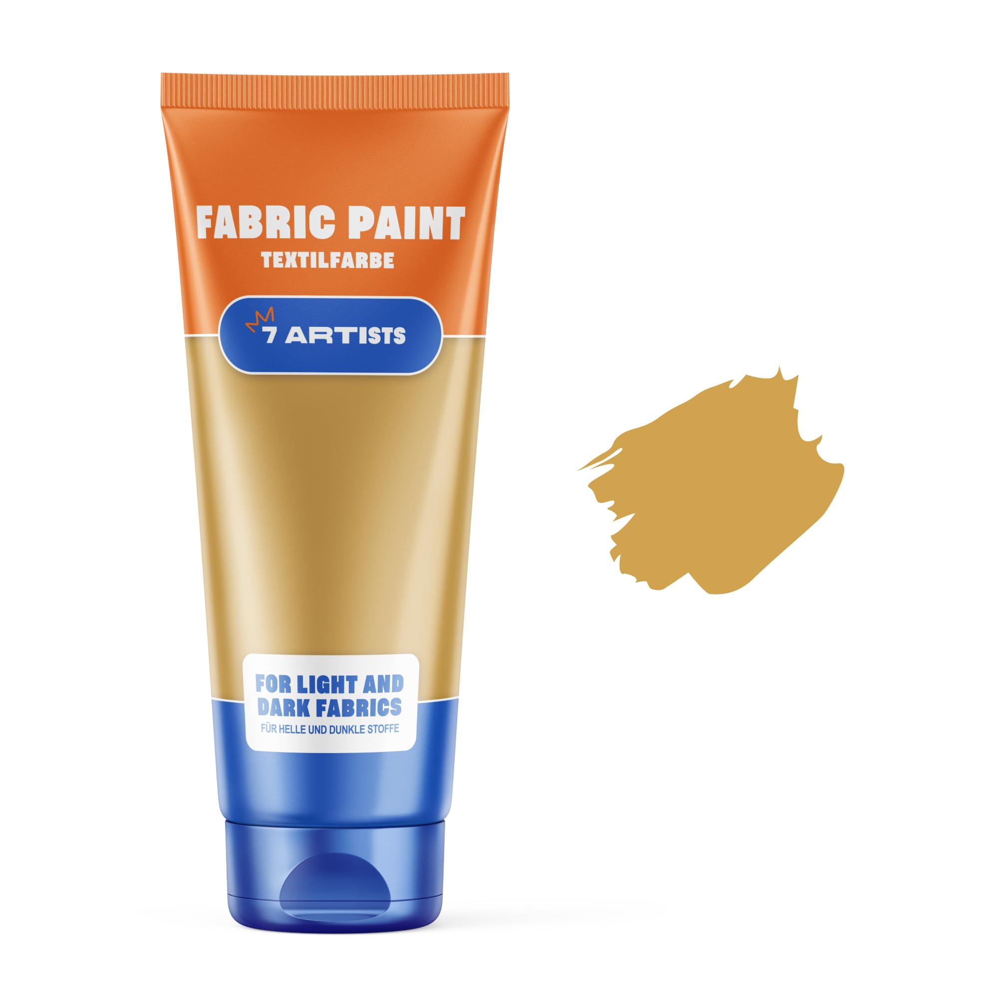 7 Artists Gold 60Ml Gold Fabric Paint 60 Ml – Permanent Textile Paint For Clothes, Shoes & Denim | Water Based Jeans, Leather & Sneaker Paints | Washable Non-Toxic Fabric Dye For Cotton & Synthetic Fabrics