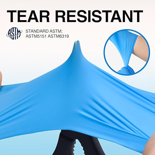 Miniatura 4 de Schneider Guantes de examen de nitrilo, puño extendido de 12 pulgadas, XL, caja de 50 unidades, 4 mil, guantes desechables sin látex, sin polvo para