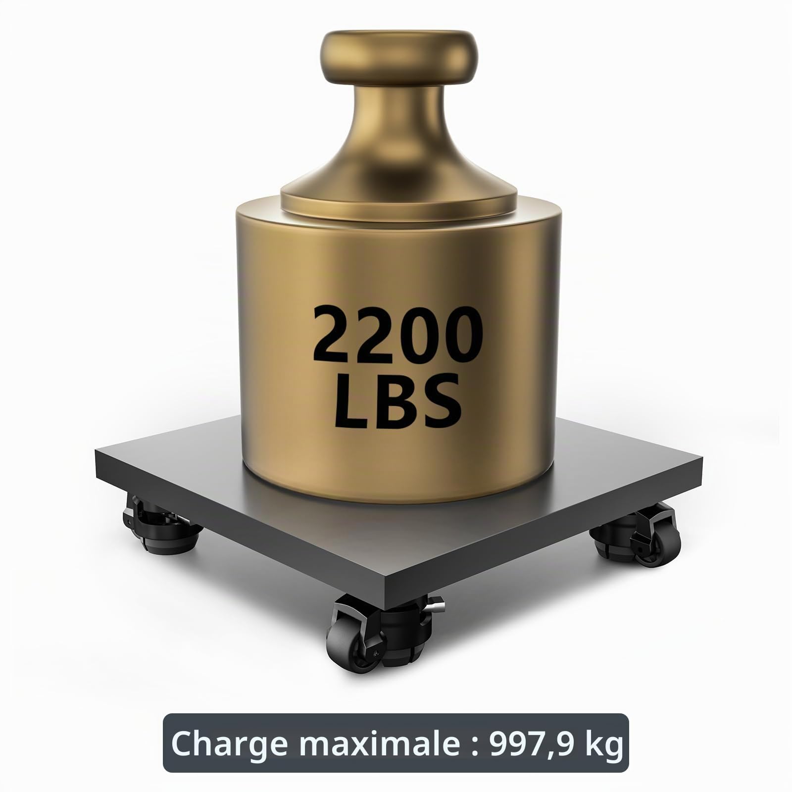 Lot de 4 roulettes de nivellement, réglables et robustes, avec plaque pivotante, roues rétractables industrielles pour établi, machine, équipement, étagères (150 F, capacité de 998 kg, noir)