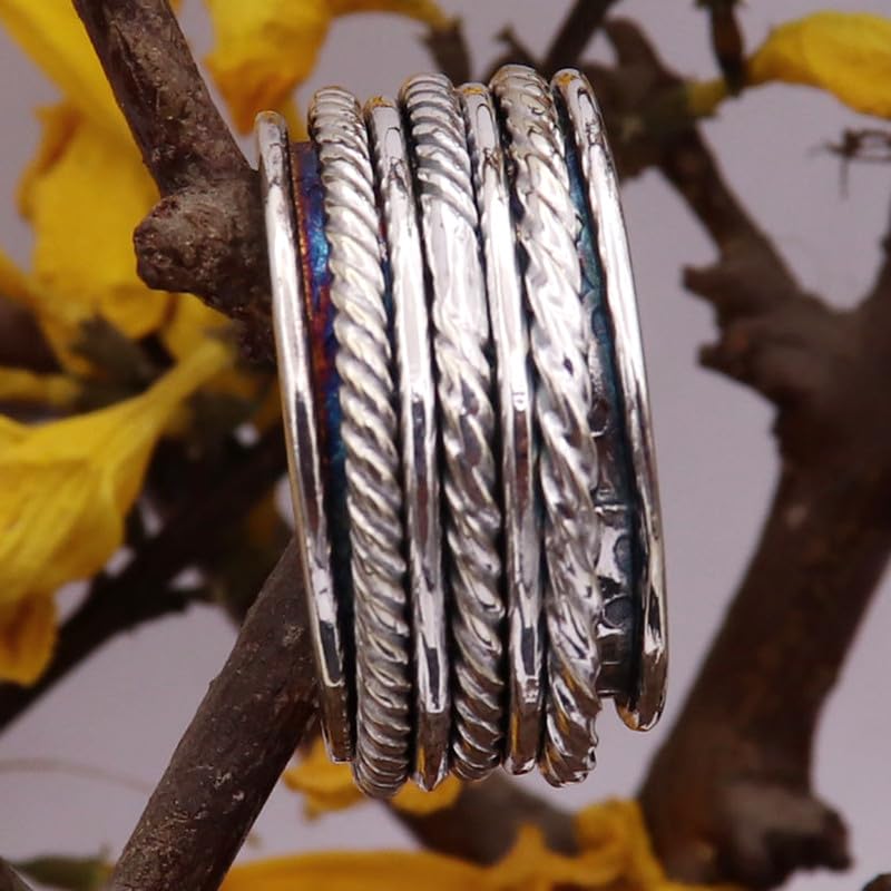 Spinner-Ring aus 925er-Sterlingsilber, Herren-und Damen-Meditationsring in allen Größen, Geschenkartikel, handgefertigter Schmuck JSR-259