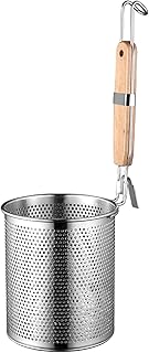 キッチン用品 うどんてぼ てぼ 木柄 深型 パスタ揚げ 調理器具 多機能 ステンレス製 水切り 麺器 フック付 ラーメン専用 メッシュ てぼ こし器 飲食店家庭用 業務用 A#