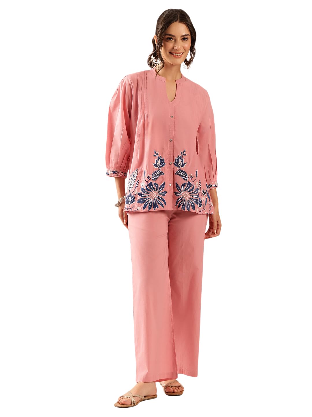 Women's Cotton Solid Embroidery Co-Ord Set-image-20