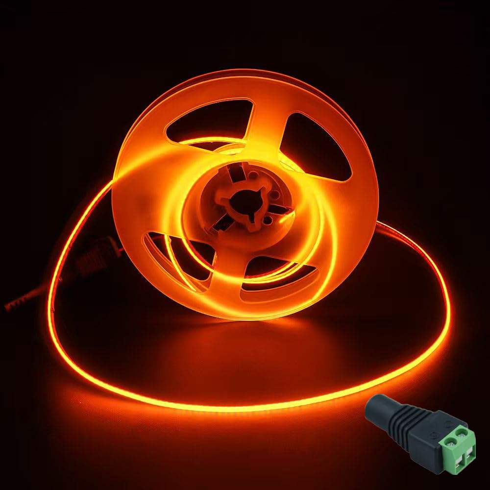 JBdusn 12V COB LED Strip 5m, Orange Flexible LED Strip Lights with 480LEDs/M,CRI 90+, 2mm Width,Uniform Dotless LED Tape Light for Room Cabinet Home DIY Projects (Not Power Supply) — image 1