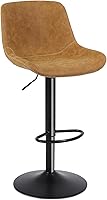 Vista 18 de Taburetes de bar, taburetes giratorios de altura de mostrador con respaldo, sillas de bar modernas ajustables, taburete alto de cocina de piel Negro