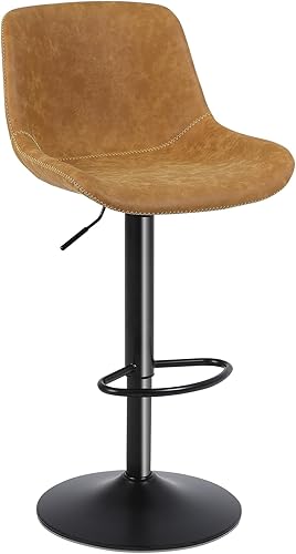 Miniatura 21 de Juego de 2 taburetes de bar, taburetes giratorios de altura de mostrador con respaldo, sillas de bar modernas ajustables, taburete alto sin brazos