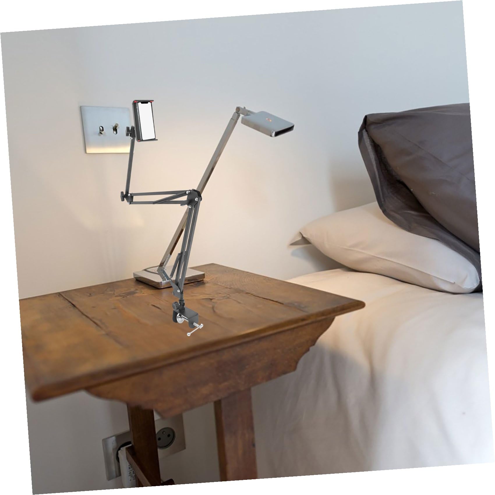 Soporte para Teléfono Móvil y Tableta Plegable de Metal Negro