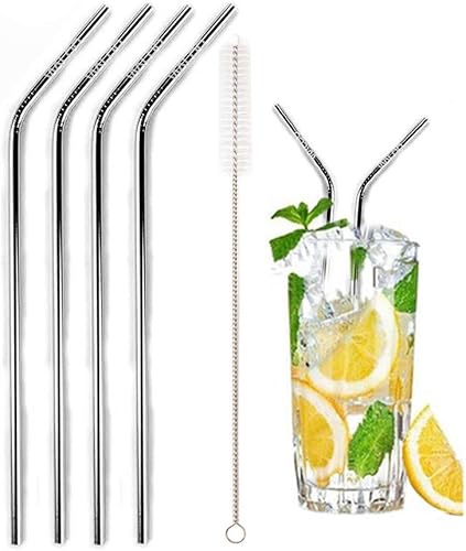 Miniatura 6 de Home Juego de 4 popotes reutilizables de acero inoxidable de 10.5 pulgadas y cepillo de limpieza para vasos, tazas y tazas de 20 a 30 onzas (negro,