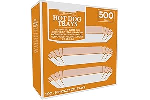 500 Count Paper Hot Dog Trays | 8 Inch Disposable Fluted Hotdog Boats