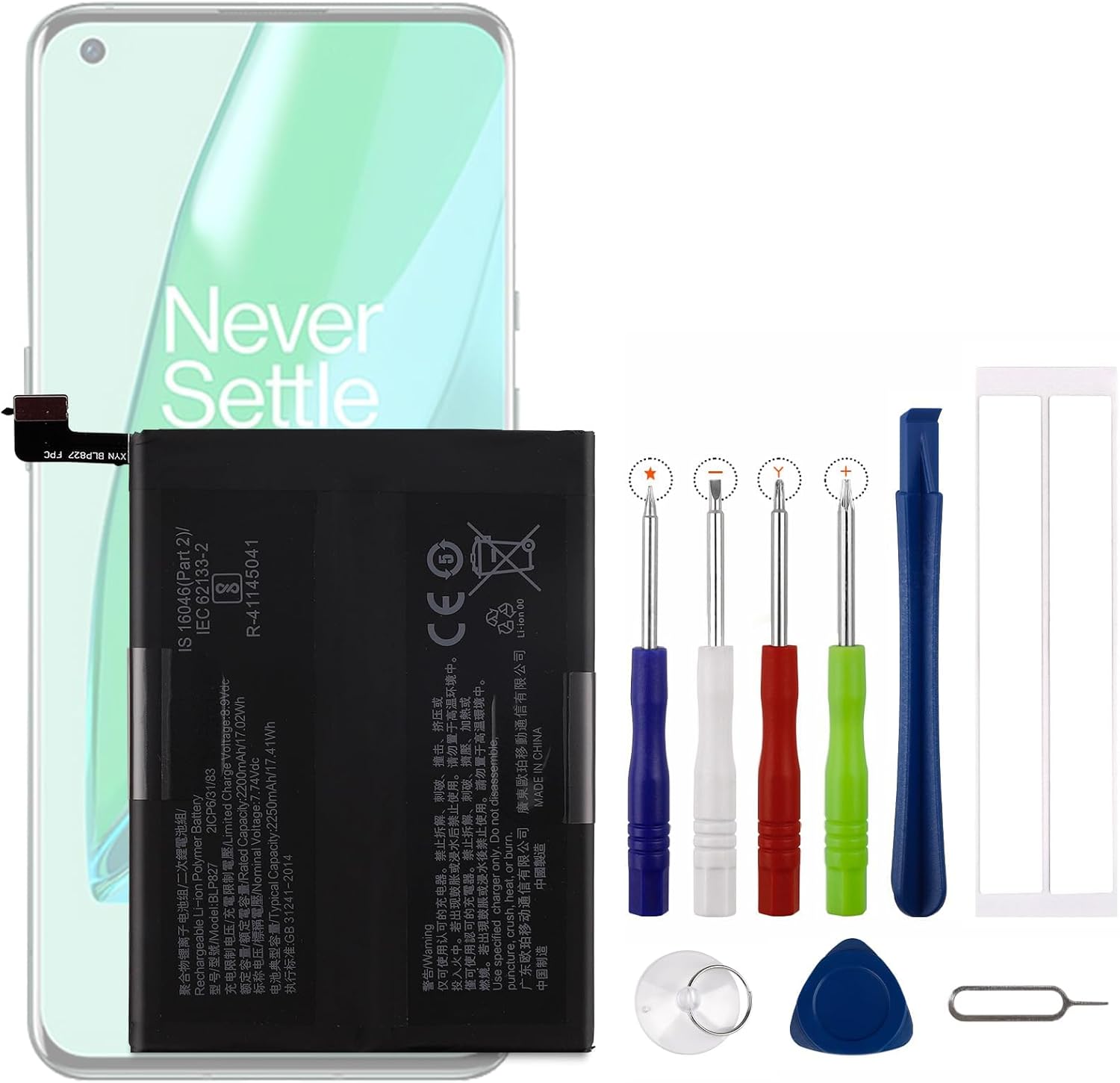 NEW BLP827 Replacement Battery for OnePlus 9 Pro 5G 1+9 Pro 5G LE2127 LE2123 LE2121 LE2125 LE2120 with Technical Toolkit.