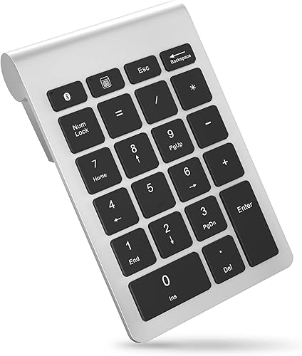 Miniatura 8 de Almohadillas de números inalámbricos Bluetooth, teclado numérico de 22 teclas, contabilidad financiera portátil, 10 teclas, extensiones de teclado