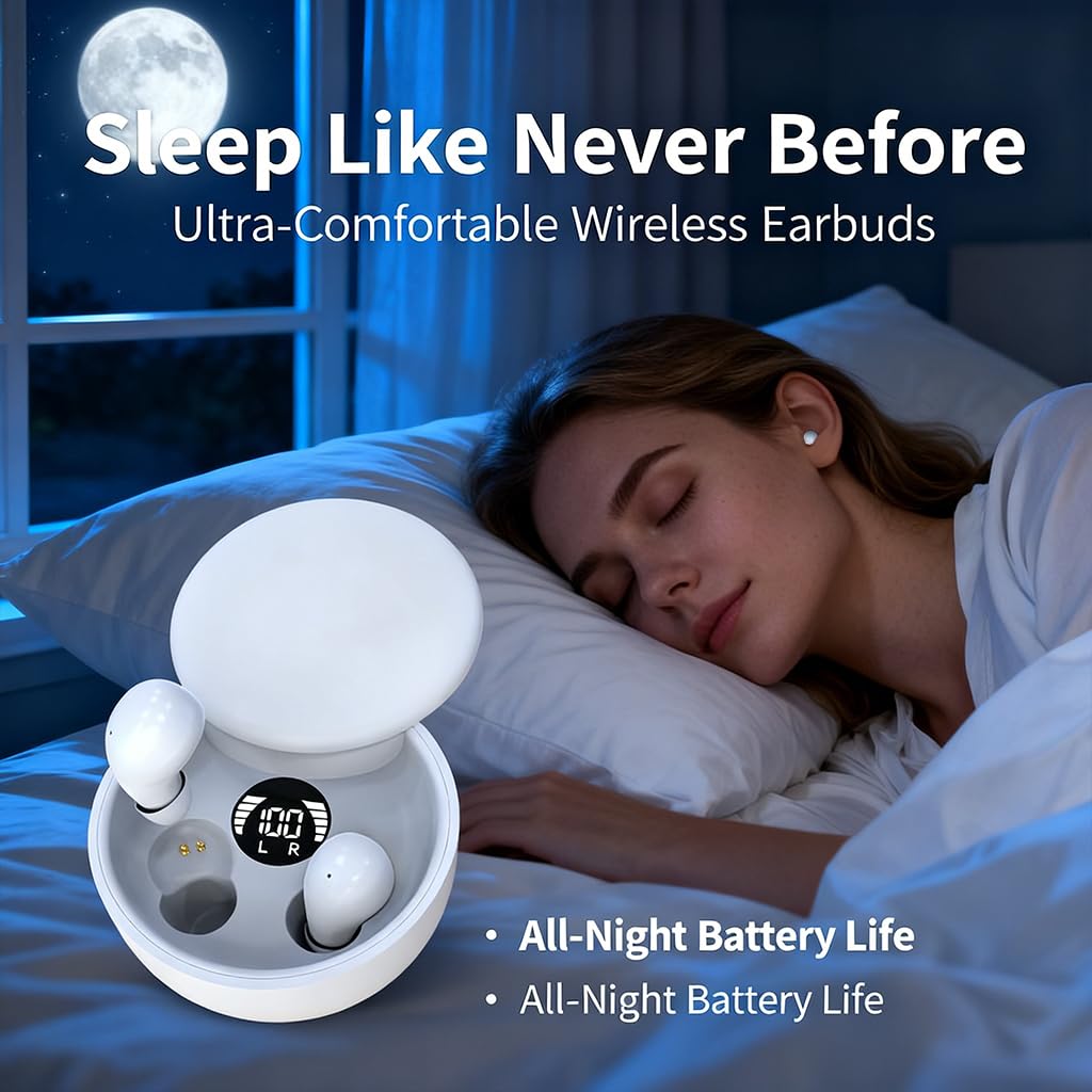 Mini auriculares invisibles Bluetooth 5.4 verdaderos auriculares inalámbricos ocultos intraurales deportivos, cómodos mini auriculares para dormir de lado, para el trabajo (caqui)