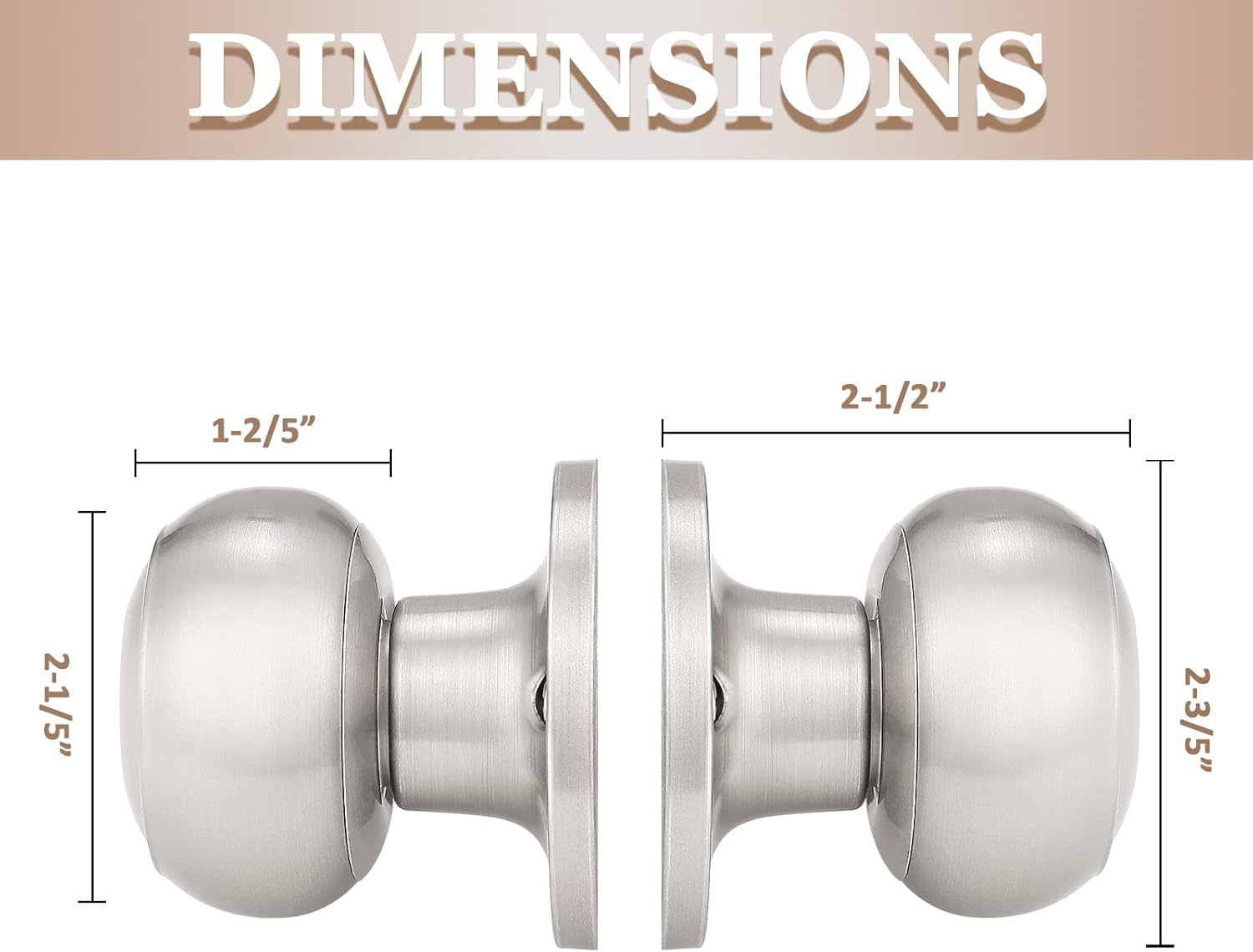 Probrico 6 Pack Dummy Door Knobs Interior, Brushed Nickel Dummy Door Handles,Interior Half Dummy Door Knobs,Single Side Decorative Dummy Door Handle Pulls