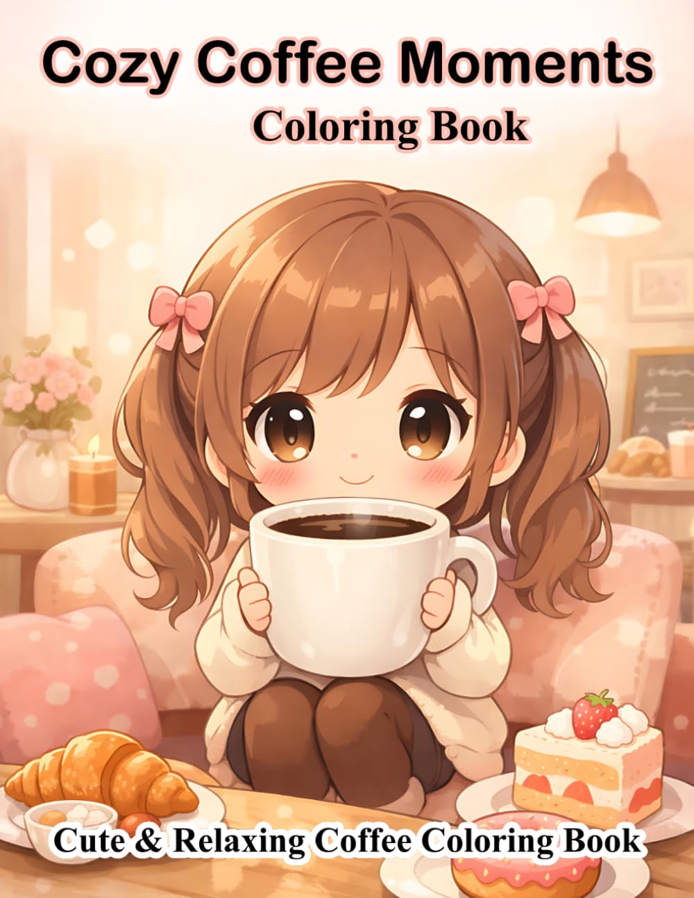 Cozy Coffee Moments Coloring Book: 40 Cute & Relaxing Chibi Coloring Pages for Cozy Coffee Lovers