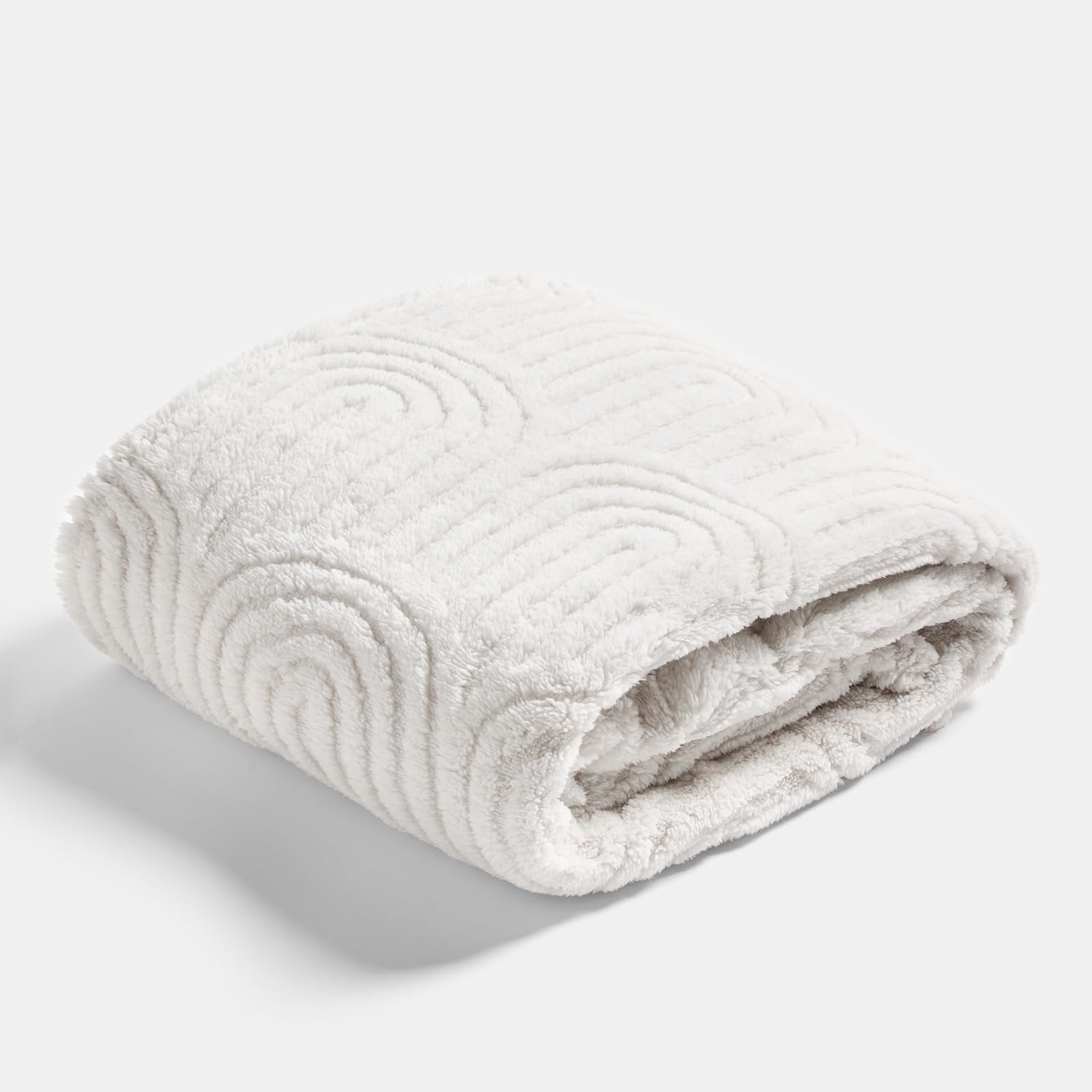 OHS Tufted Arches Throws for Sofas, Super Soft Cosy Warm Teddy Fleece Blanket for Bed Couch Settee Decorative Throw Blanket Lightweight Comfy Large Sofa Throw, Stone - 180 x 200cm