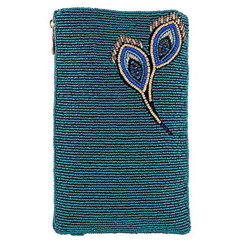 Mary Frances Peacock Pride Beaded Crossbody Phone Bag, Multi2